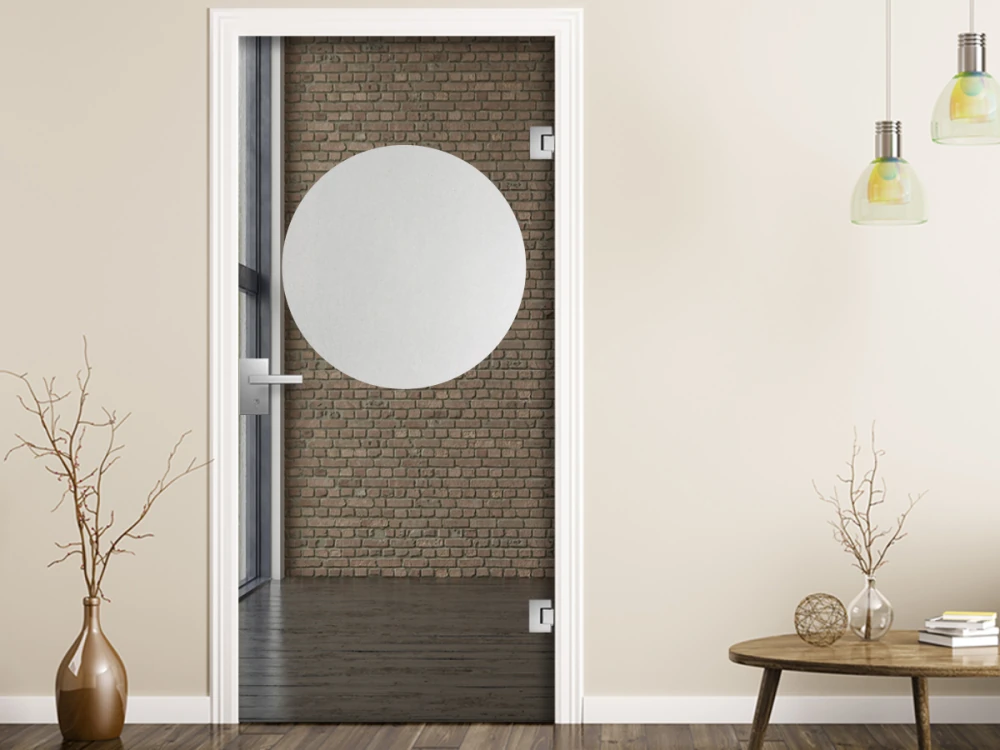 Runde Milchglasfolie auf Zimmertür