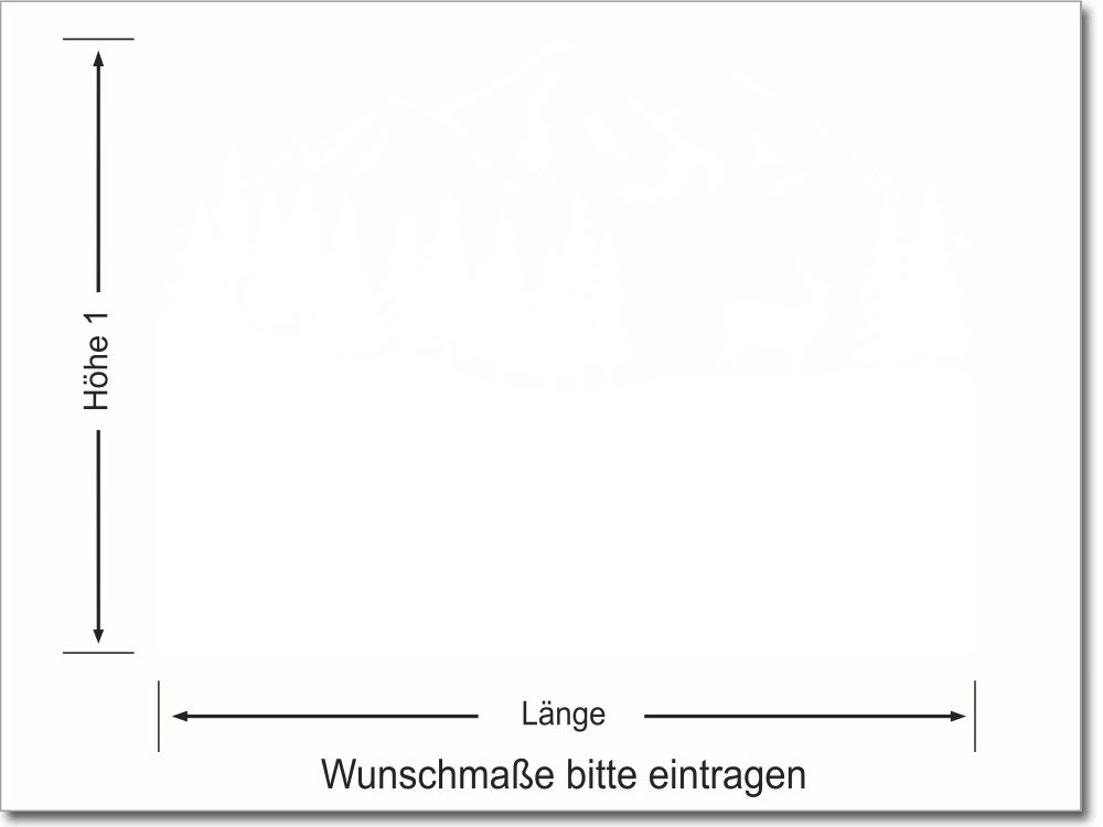 Sichtschutz Folie für Fenster mit Tannen, Berge und Hirsch
