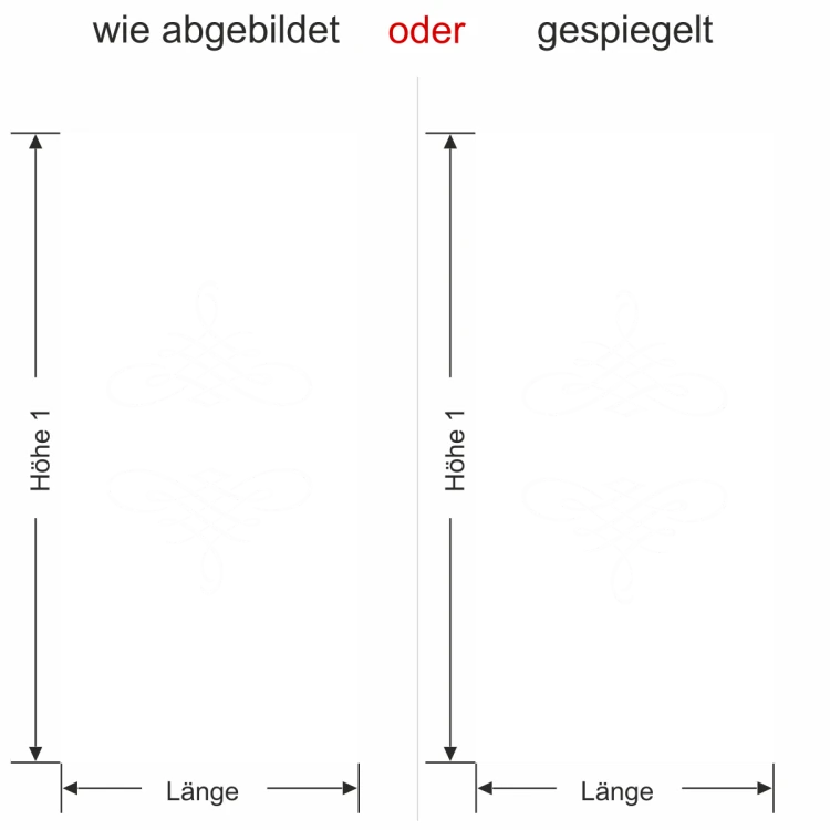 Blickdichte Fensterfolie Klassik - Ansicht Ausrichtung und Farbauswahl