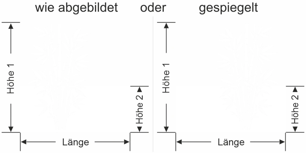Sichtschutz Fensterfolie Bambusstrauch - Ansicht Ausrichtung mit Farbauswahl und Anleitung zur Größenberechnung - Vorschlag 1