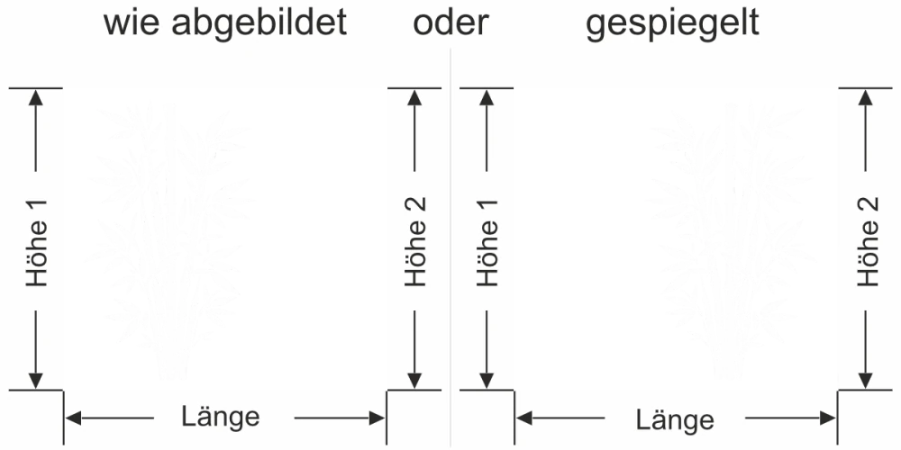 Sichtschutz Fensterfolie Bambusstrauch - Ansicht Ausrichtung mit Farbauswahl und Anleitung zur Größenberechnung - Vorschlag 2