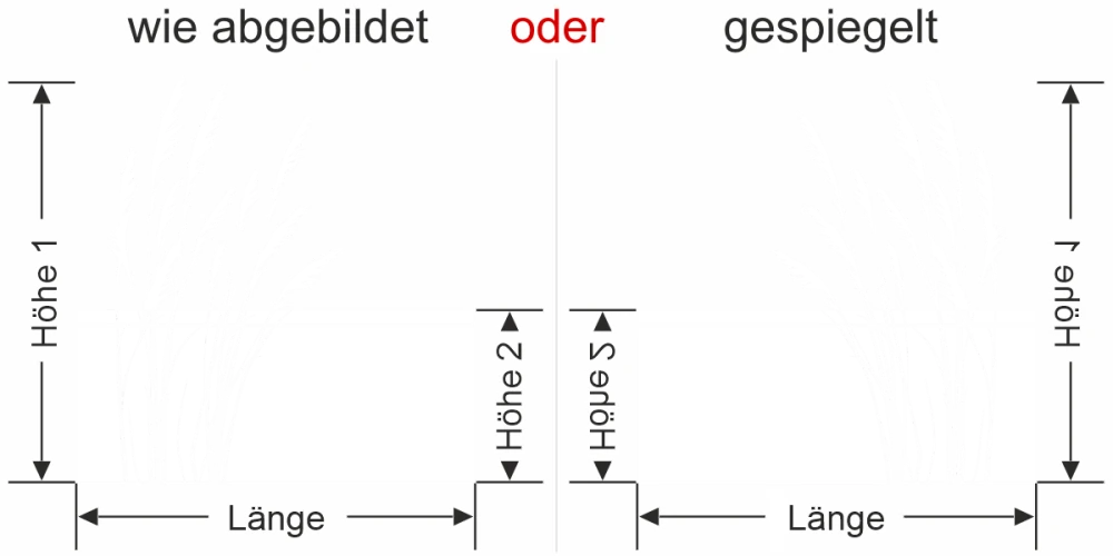 Sichtschutz Fensterfolie Windbewegte Gräser - Ansicht Ausrichtung mit Farbauswahl und Anleitung zur Größenberechnung - Vorschlag 1