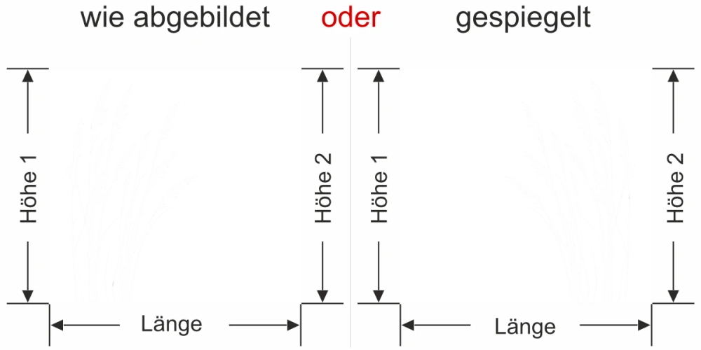 Sichtschutz Fensterfolie Windbewegte Gräser - Ansicht Ausrichtung mit Farbauswahl und Anleitung zur Größenberechnung - Vorschlag 2