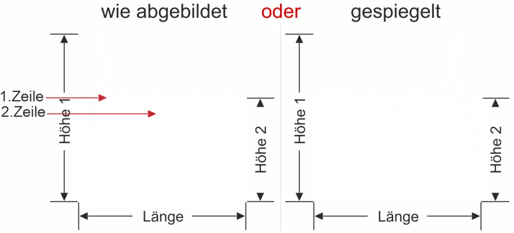 Fensteraufkleber Praxis - Ansicht Ausrichtung mit Farbauswahl Vorschlag 1