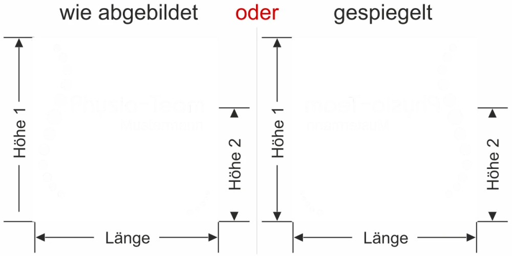 Fensteraufkleber Praxis - Ansicht Ausrichtung mit Farbauswahl Vorschlag 2