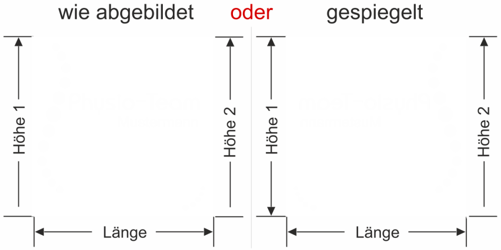 Fensteraufkleber Praxis - Ansicht Ausrichtung mit Farbauswahl Vorschlag 2
