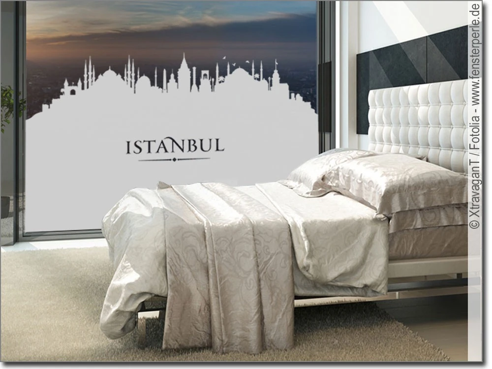 milchige Glasfolie Sichtschutz mit Skyline von Istanbul