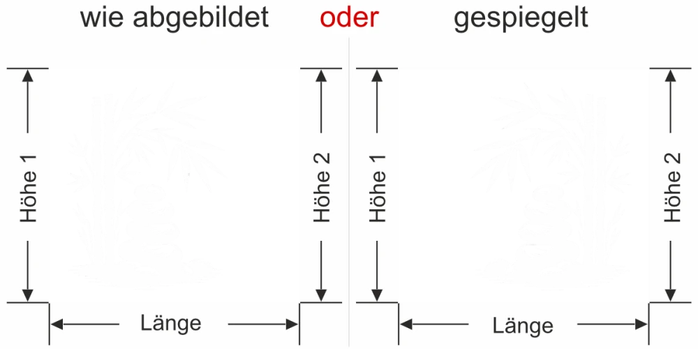 Sichtschutzfolie Bambus und Zen Steine - Ansicht Ausrichtung mit Farbauswahl und Anleitung zur Größenberechnung - Vorschlag 2