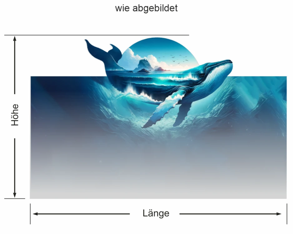 Sichtschutzfolie Blauwal - Ansicht Ausrichtung wie abgebildet