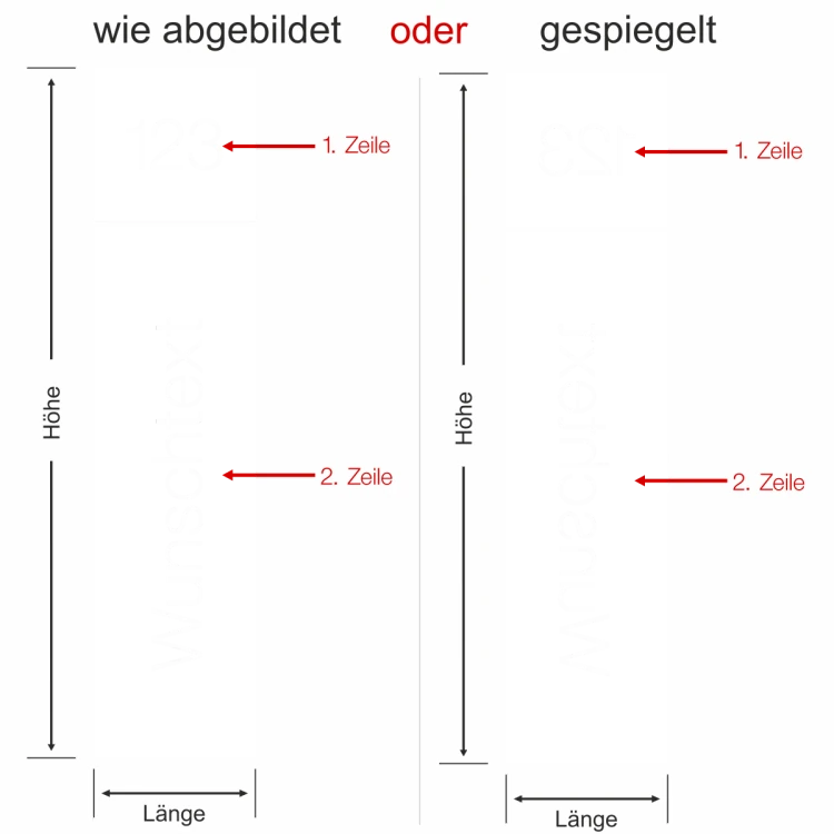 Sichtschutzfolie Eingangstür mit Wunschtext - Ansicht Farbauswahl