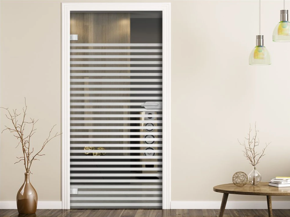 Milchglasfolie für Glastüren mit Streifendesign