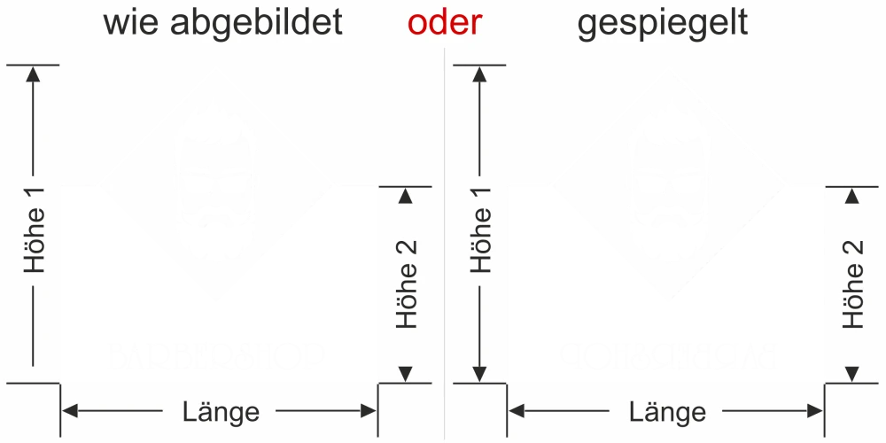 Sichtschutzfolie Gewerbe Barbershop - Ansicht Ausrichtung mit Farbauswahl