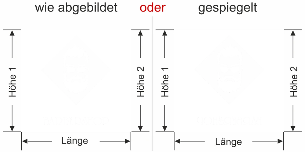 Sichtschutzfolie Gewerbe Barbershop - Ansicht Ausrichtung mit Farbauswahl