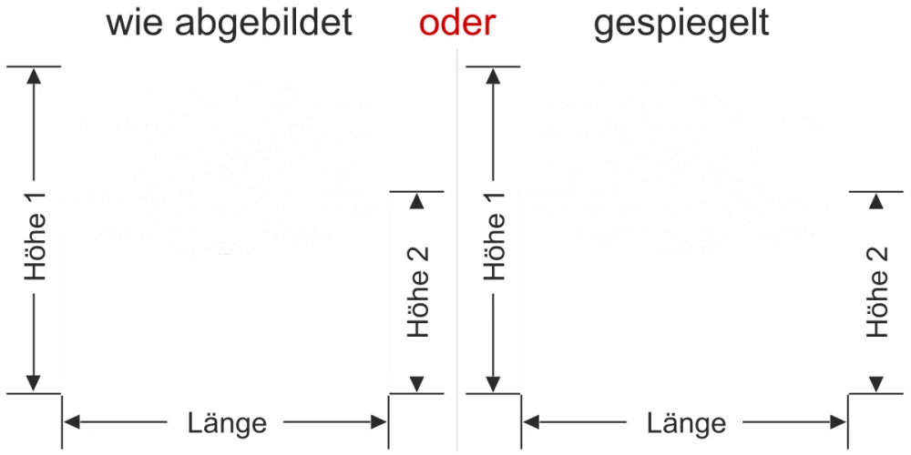 Sichtschutzfolie Gewerbe Coffee Bar - Ansicht Ausrichtung mit Farbauswahl