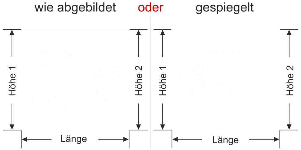 Sichtschutzfolie Gewerbe Coffee Bar - Ansicht Ausrichtung mit Farbauswahl