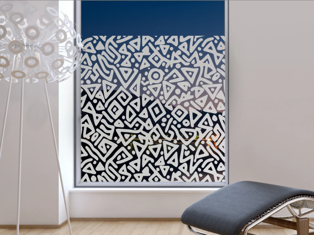 Sichtschutzfolie Gewerbe Formenspiel auf Fenster