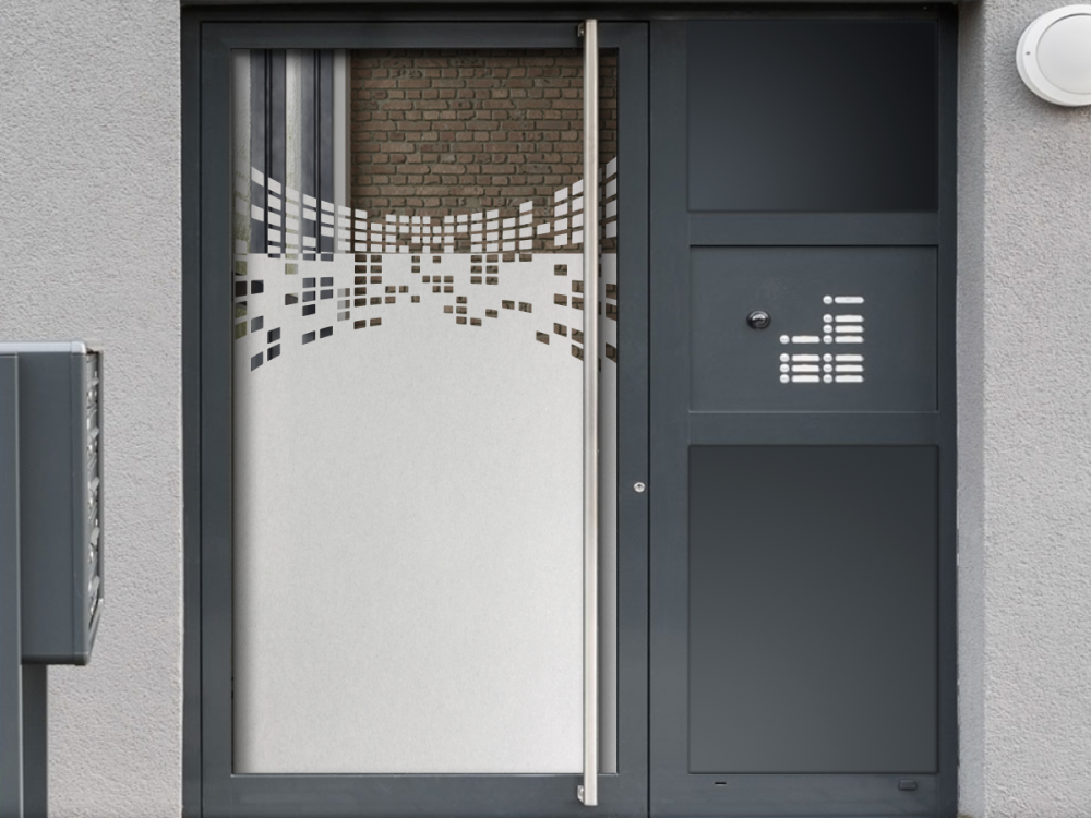 Sichtschutzfolie Gewerbe Kachelraster auf Eingangstür
