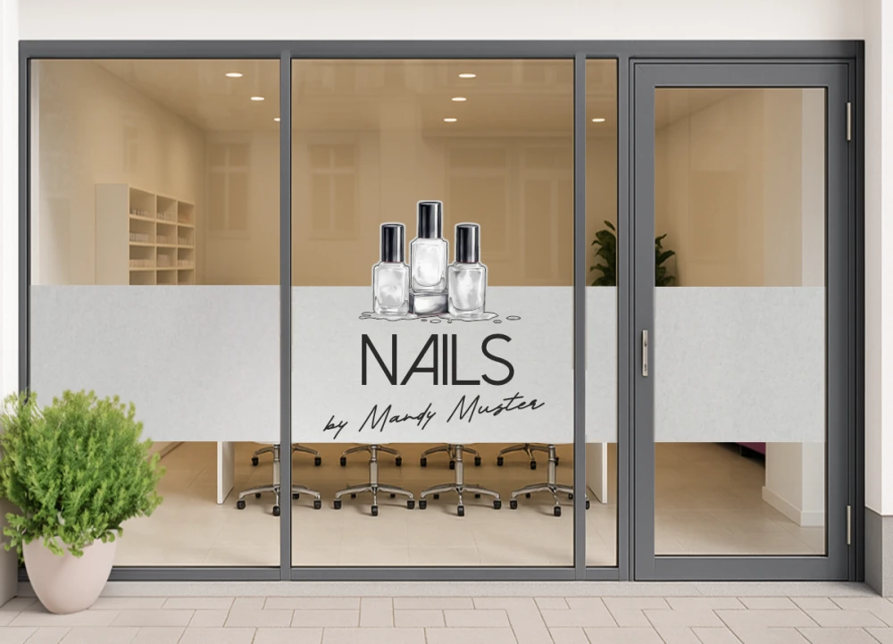 Sichtschutzfolie Gewerbe Kosmetikstudio auf Schaufenster