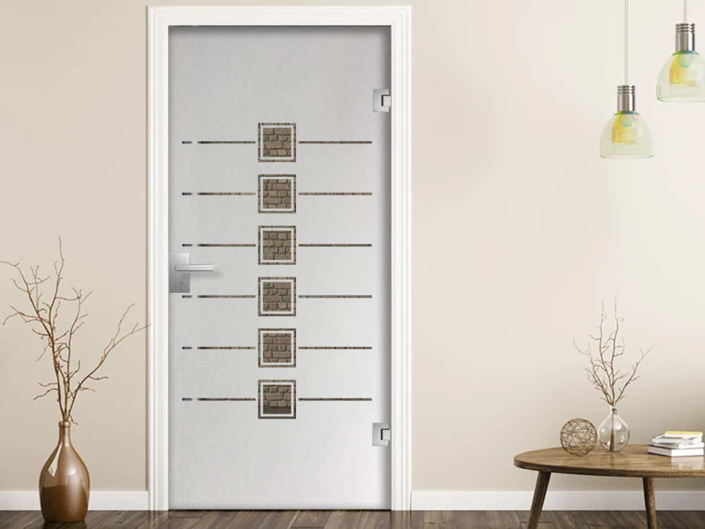 Sichtschutzfolie Gewerbe Quadratmuster auf Glastür