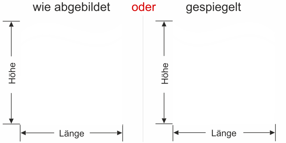 Sichtschutzfolie Gewerbe Welle mit Streifen - Ansicht Farbauswahl, Ausrichtung und Anleitung zur Größenberechnung