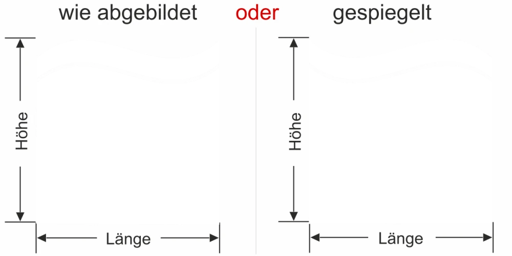 Sichtschutzfolie Gewerbe Welle mit Streifen - Ansicht Farbauswahl, Ausrichtung und Anleitung zur Größenberechnung