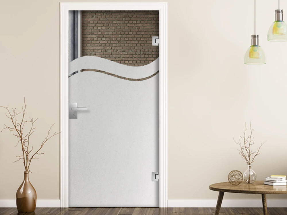 Sichtschutzfolie Gewerbe Welle mit Streifen auf Glastür