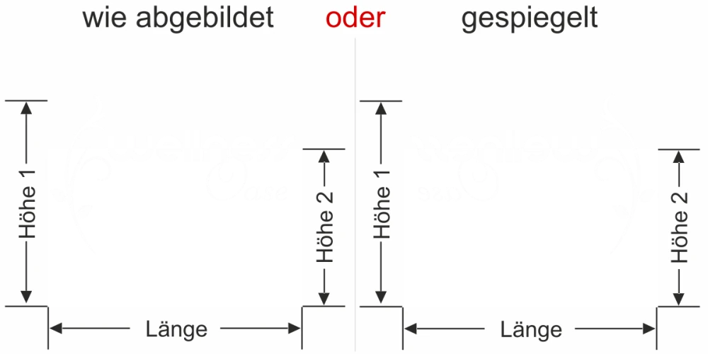 Sichtschutzfolie Gewerbe Wellness Oase - Ansicht Ausrichtung mit Farbauswahl