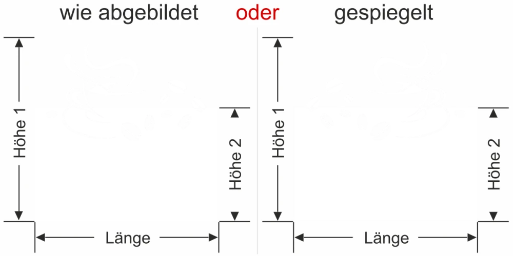 Sichtschutzfolie Gewerbe Tasse mit Kaffeebohnen - Ansicht Ausrichtung mit Farbauswahl und Anleitung zur Größenberechnung - Vorschlag 2
