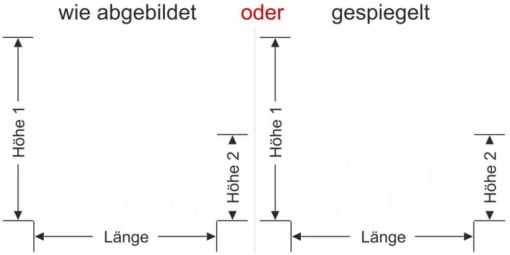 Sichtschutzfolie Gräser - Milchglasoptik - Ansicht Ausrichtung und Farbauswahl