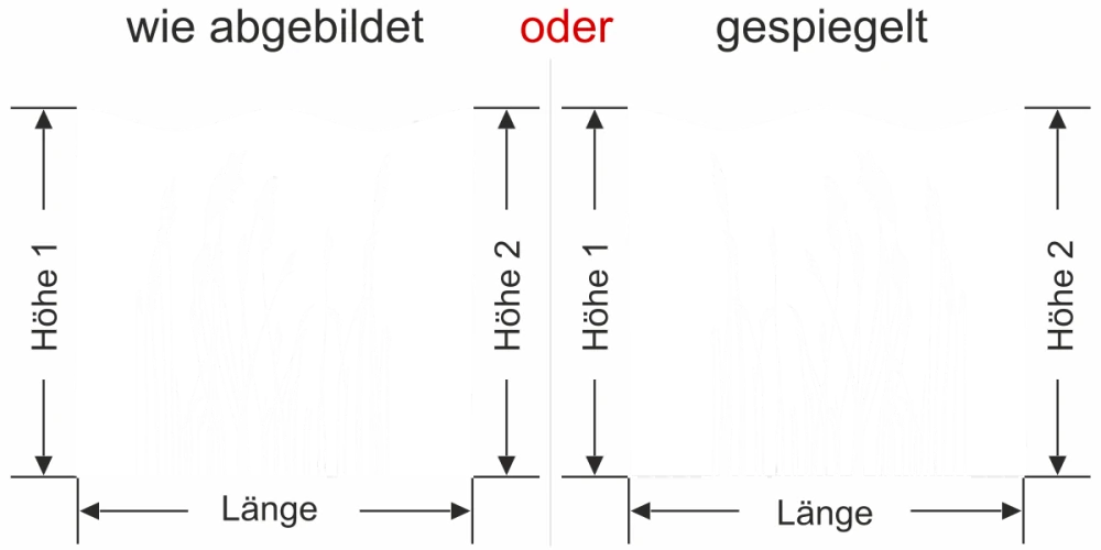 Sichtschutzfolie Gräser - Milchglasoptik - Ansicht Ausrichtung und Farbauswahl