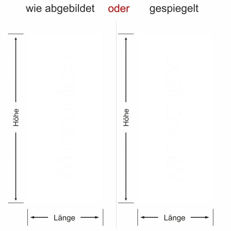 Sichtschutzfolie mit Wunschtext - Ansicht - Ausrichtung und Farbauswahl