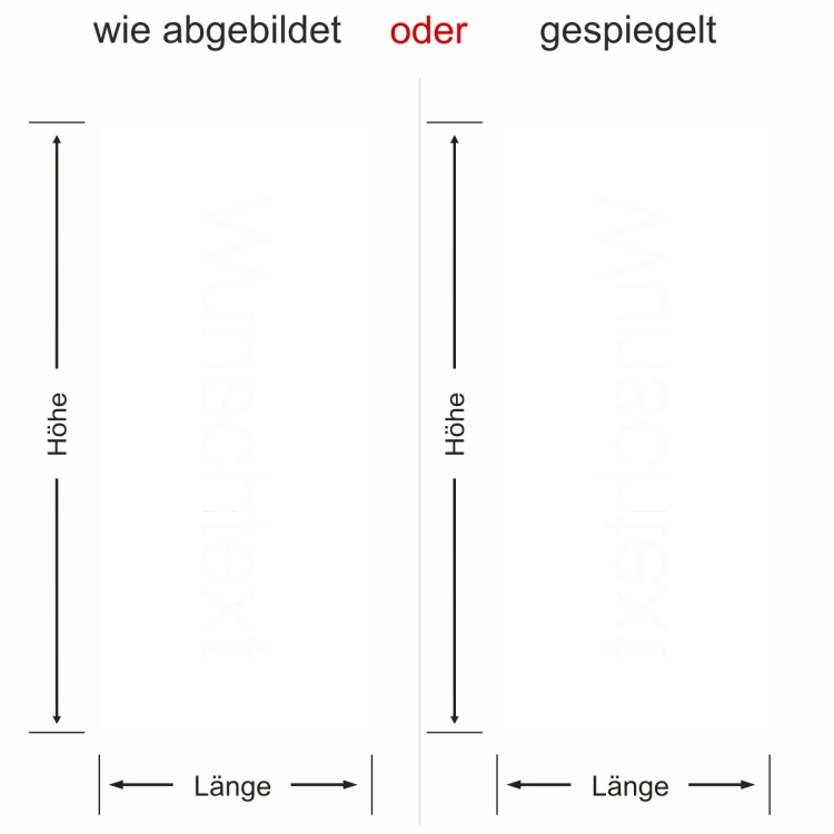 Sichtschutzfolie mit Wunschtext Haustür - Ansicht Ausrichtung mit Farbauswahl
