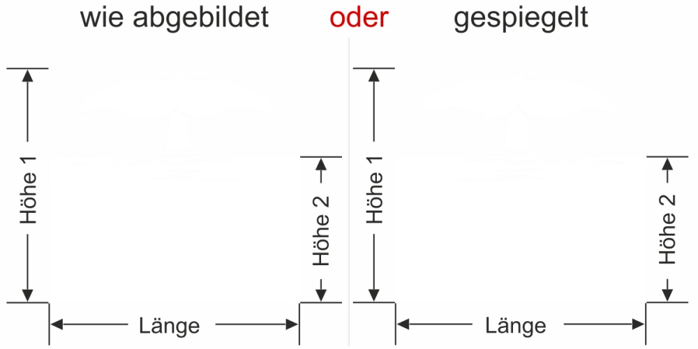 Sichtschutzfolie Walflosse - Milchglasfolie - Ansicht Ausrichtung und Farbauswahl
