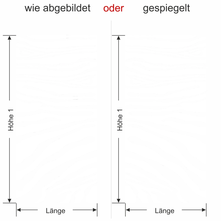 Glasdesign Zebra Muster - Ansicht Ausrichtung und Farbauswahl