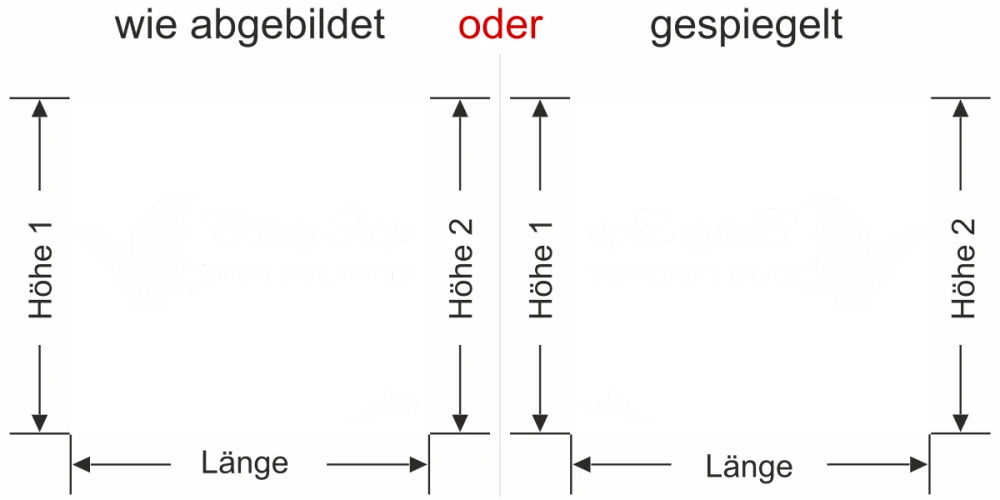 Schönheitssalon Aufkleber - Ansicht Ausrichtung mit Farbauswahl Vorschlag 2