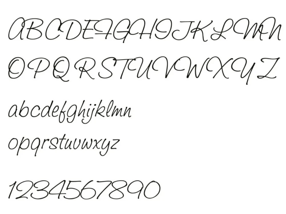 Schönheitssalon Aufkleber - Ansicht Alphabet 1.Zeile