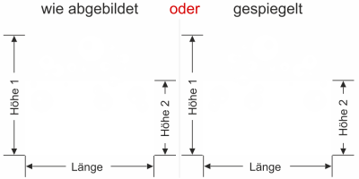 Glasfolie Wasserblasen - Ansicht Ausrichtung mit Farbauswahl und Anleitung zur Größenberechnung - Vorschlag 1