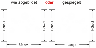 Glasfolie Wasserblasen - Ansicht Ausrichtung mit Farbauswahl und Anleitung zur Größenberechnung - Vorschlag 2