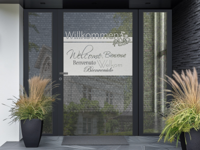 Sichtschutzfolie Gewerbe WillkommenSichtschutzfolie Gewerbe Willkommen