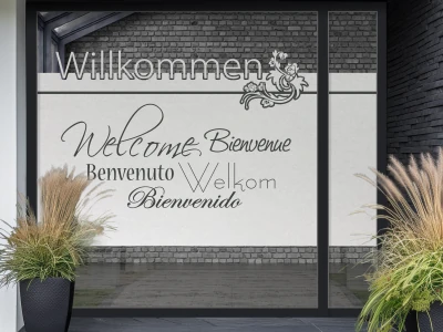 Sichtschutzfolie Gewerbe Willkommen