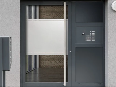 Blickschutzfolie Glastür mit zwei Streifen