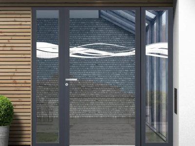 Durchlaufschutz für Glas mit Wellendesign - Beispielbild und Ansicht Farbauswahl