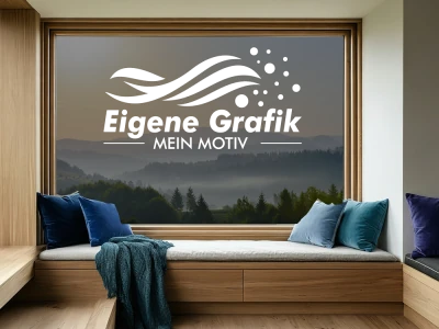 Eigene Grafik als Glastattoo auf Wohnzimmerfenster