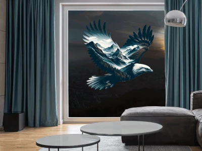 Fensteraufkleber Weißkopfseeadler mit Landschaft