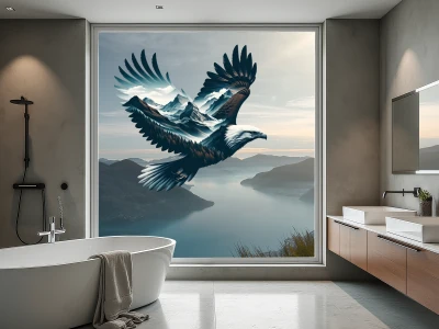 Fensteraufkleber Weißkopfseeadler mit Landschaft