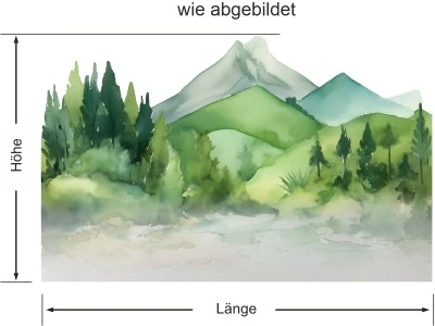 Fensterfolie Aquarelle Berglandschaft - Ansicht wie abgebildet