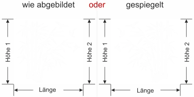 Fensterfolie Bambus und Vögel - Ansicht Ausrichtung mit Farbauswahl und Anleitung zur Größenberechnung - Vorschlag 2