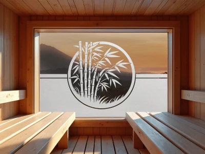 Fensterfolie Bambuspflanze im Kreis