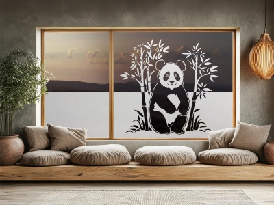 Fensterfolie Bambusstrauch mit Panda