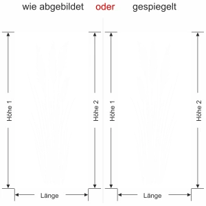 Fensterfolie Grashalme - Ansicht Ausrichtung mit Farbauswahl und Anleitung zur Größenberechnung - Vorschlag 2